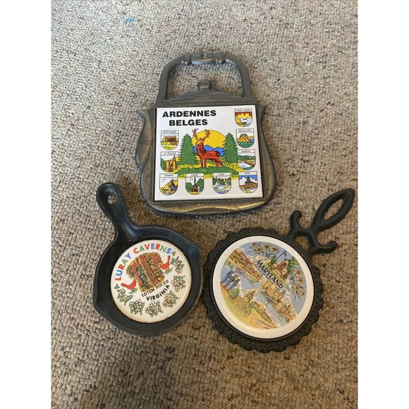 VTG Ardennes Belges Maryland Luray Laverns Trivet Souvenir Jamboree Patches Meta - Picture 11 of 11